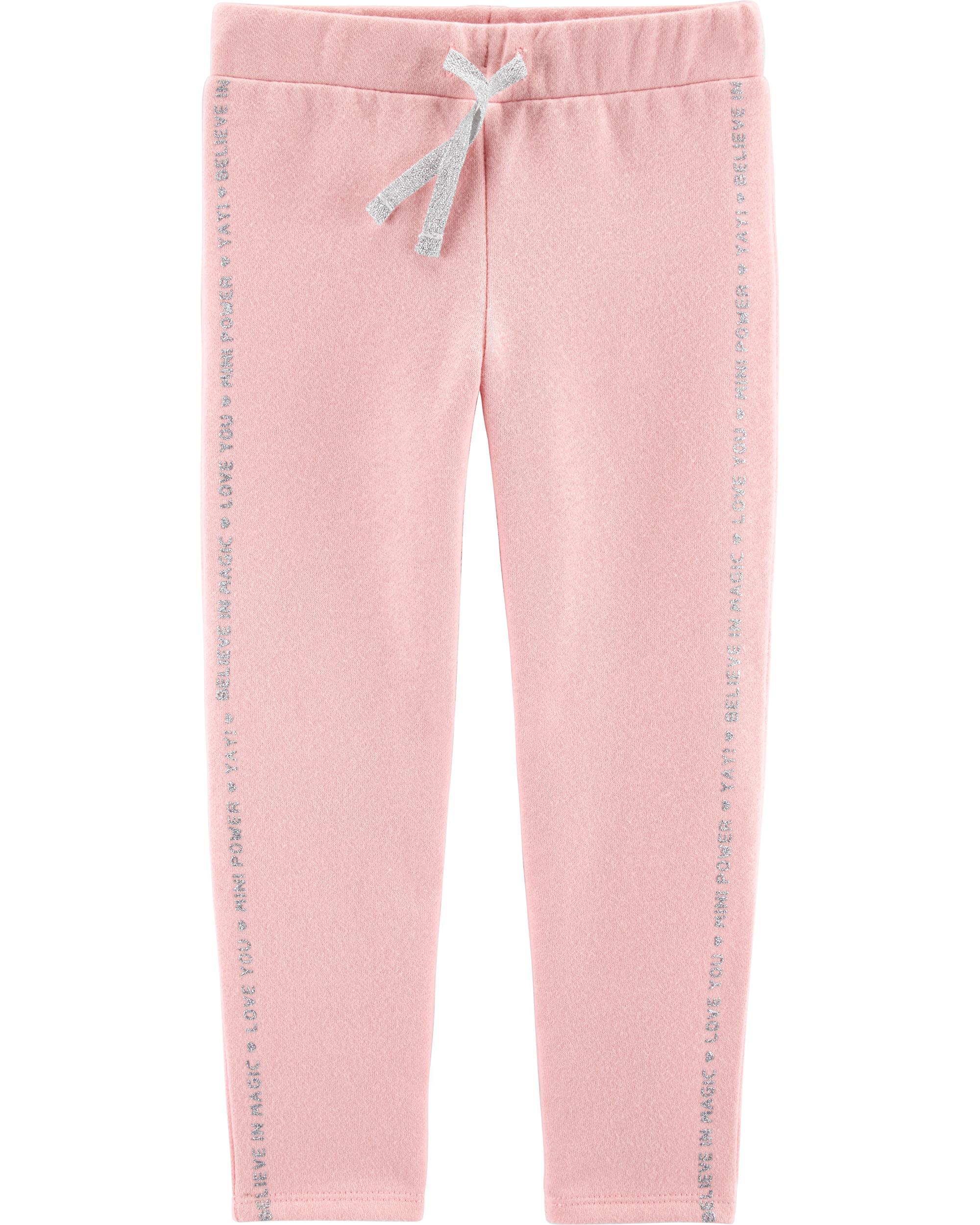 2T Carters Girls Pull-On Fleece Pants; Pink