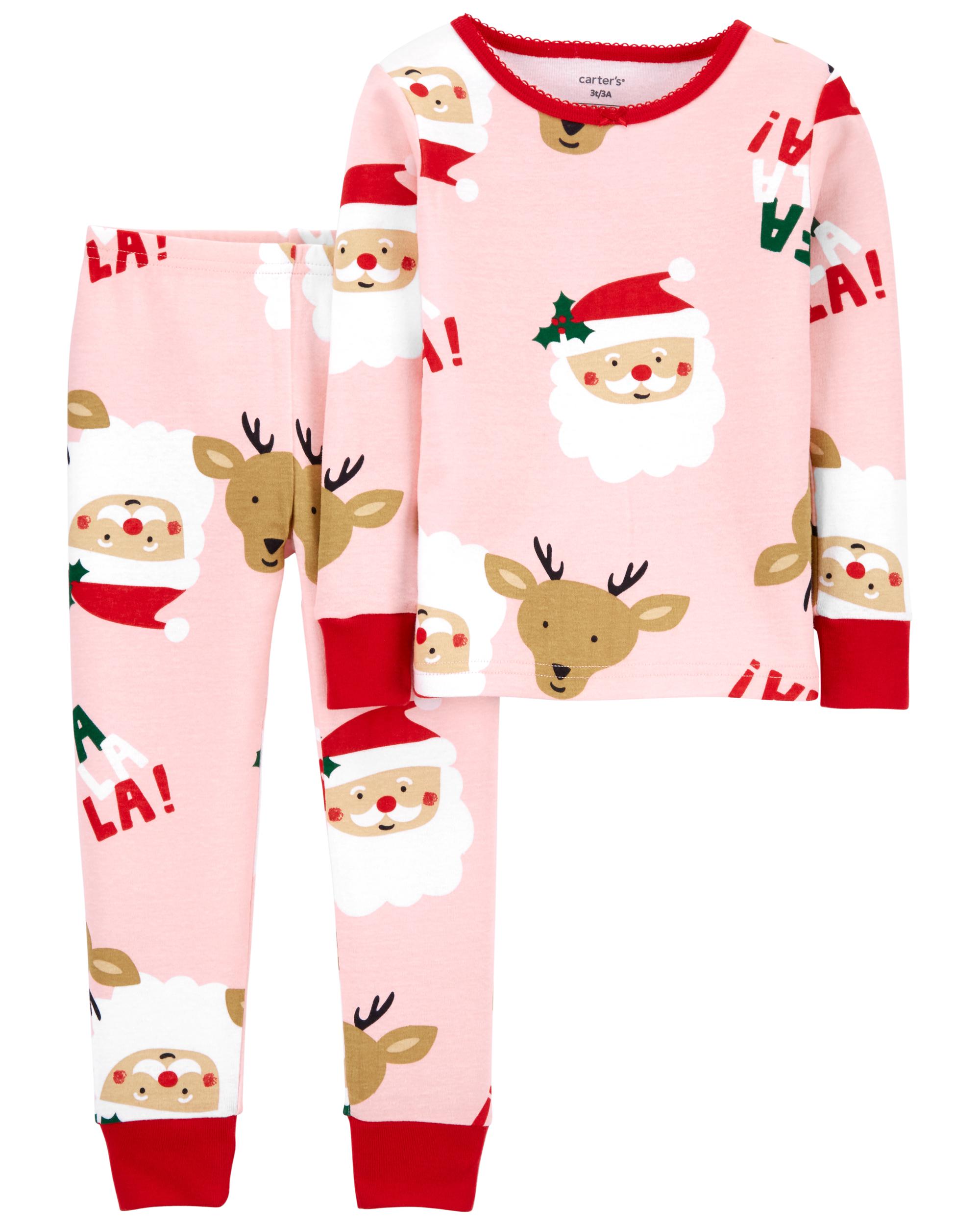 Baby Pink 2-Piece Santa 100% Snug Fit Cotton PJs | carters.com
