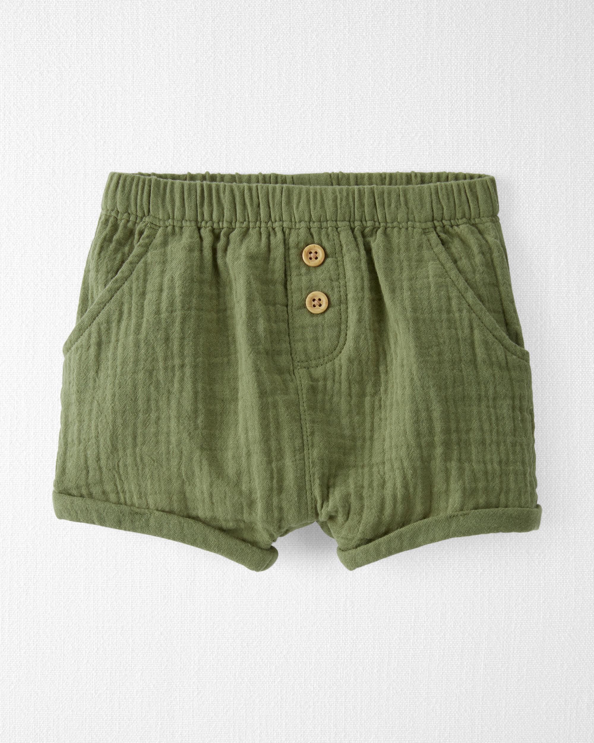 Summer Olive Organic Cotton Gauze Shorts