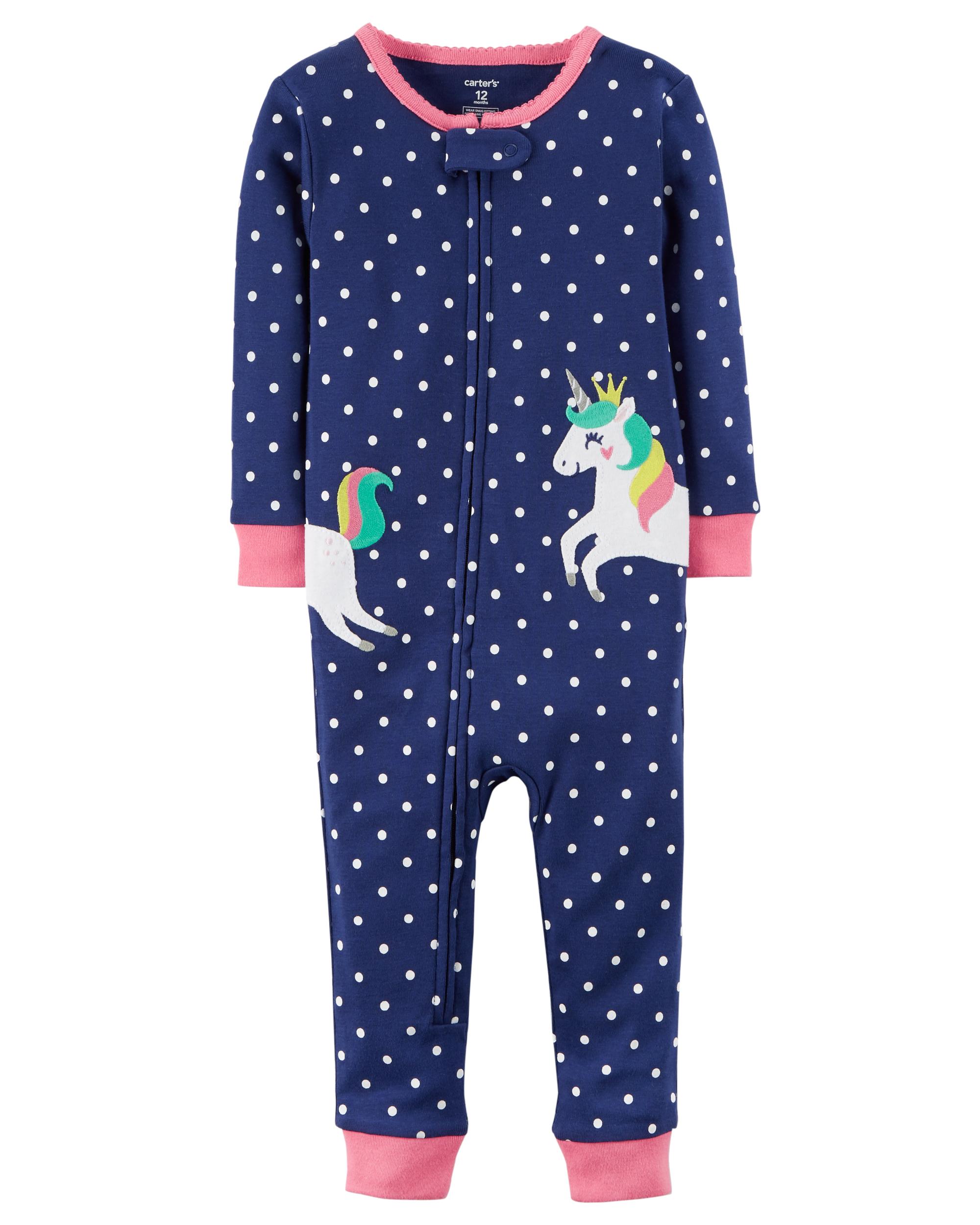 Carters Baby Girls 1-Piece Snug Fit Cotton Footless Pajamas