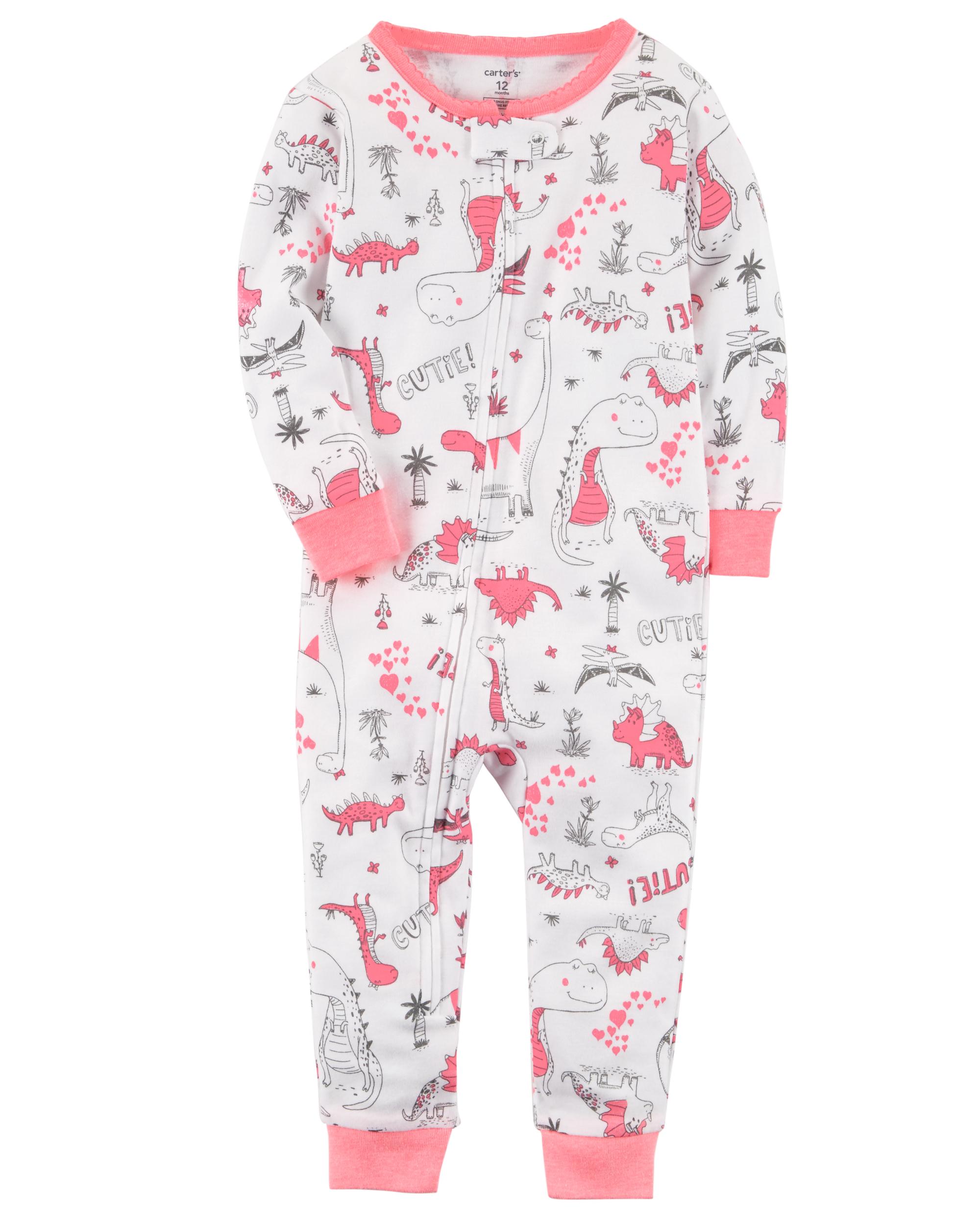 One-Piece Pajama Carter/'s Toddler Girls Cotton Footless Dinosaur Sleeper
