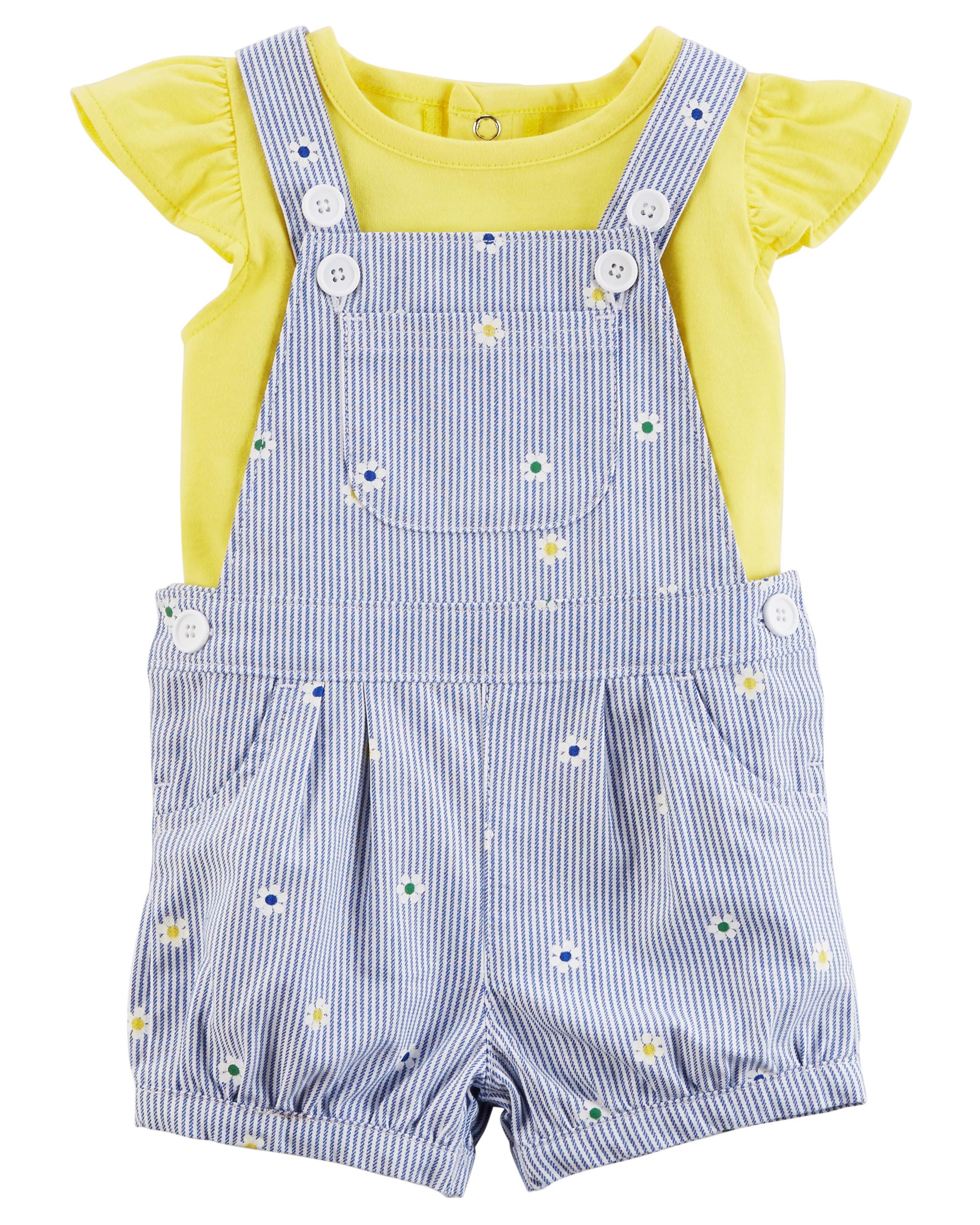 Carters Baby Girls 2-Piece Top /& Shortalls Set Super Sweet