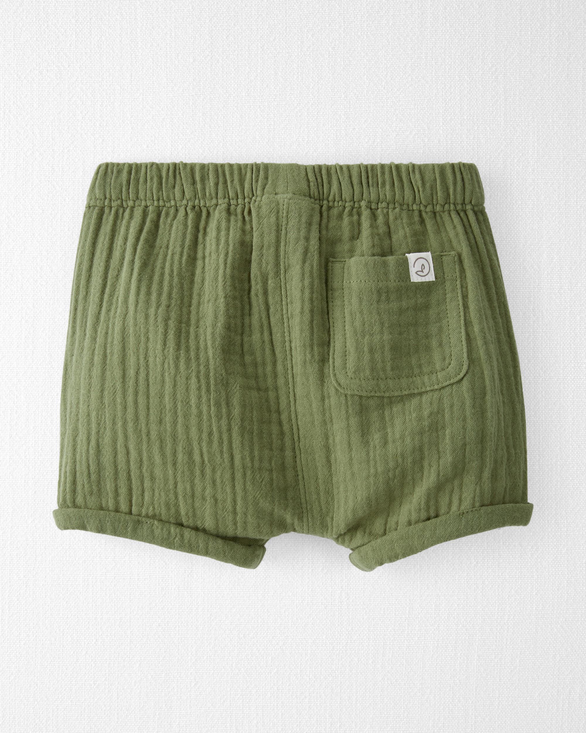 Summer Olive Organic Cotton Gauze Shorts