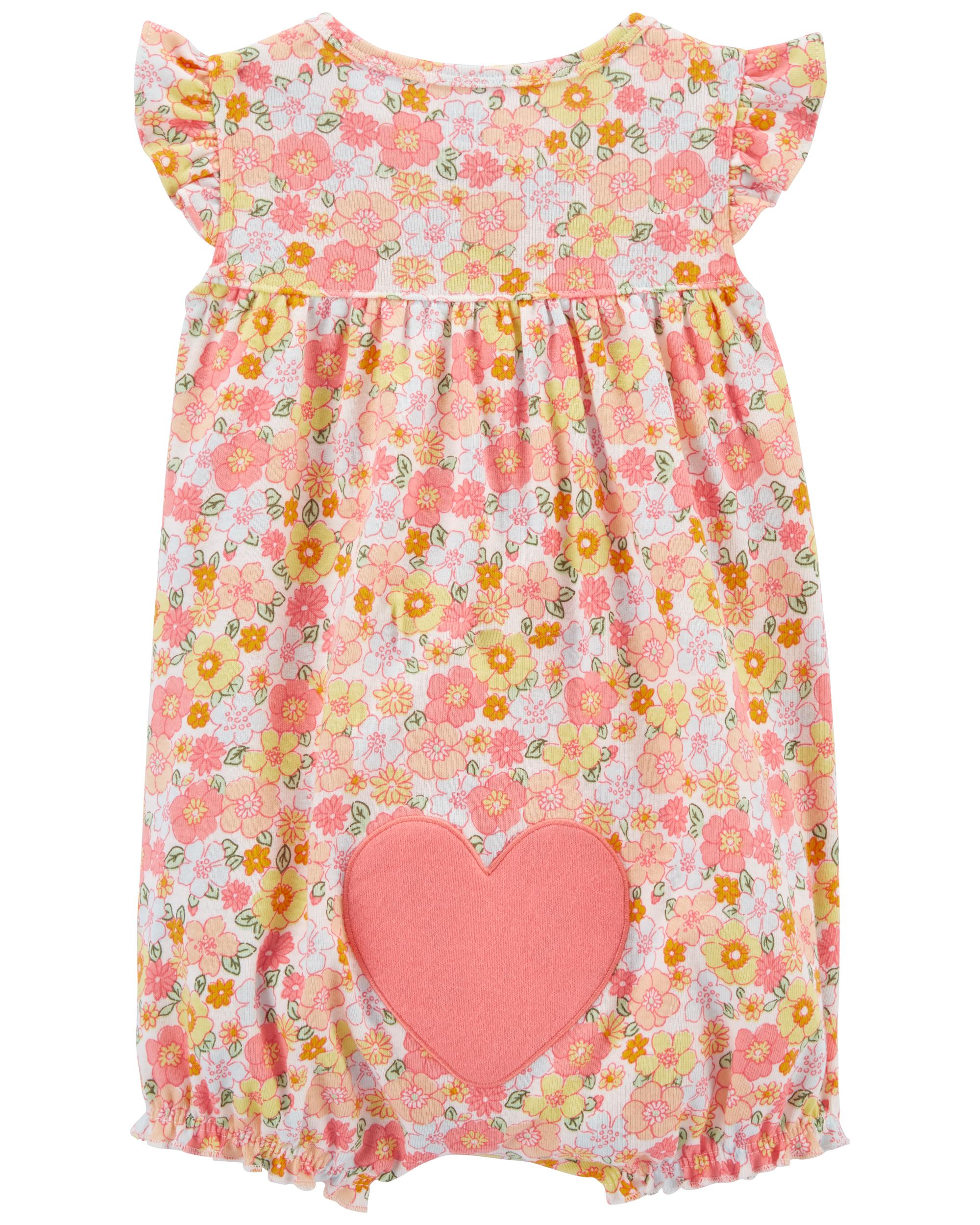 Baby Pink Floral Snap-Up Romper | carters.com