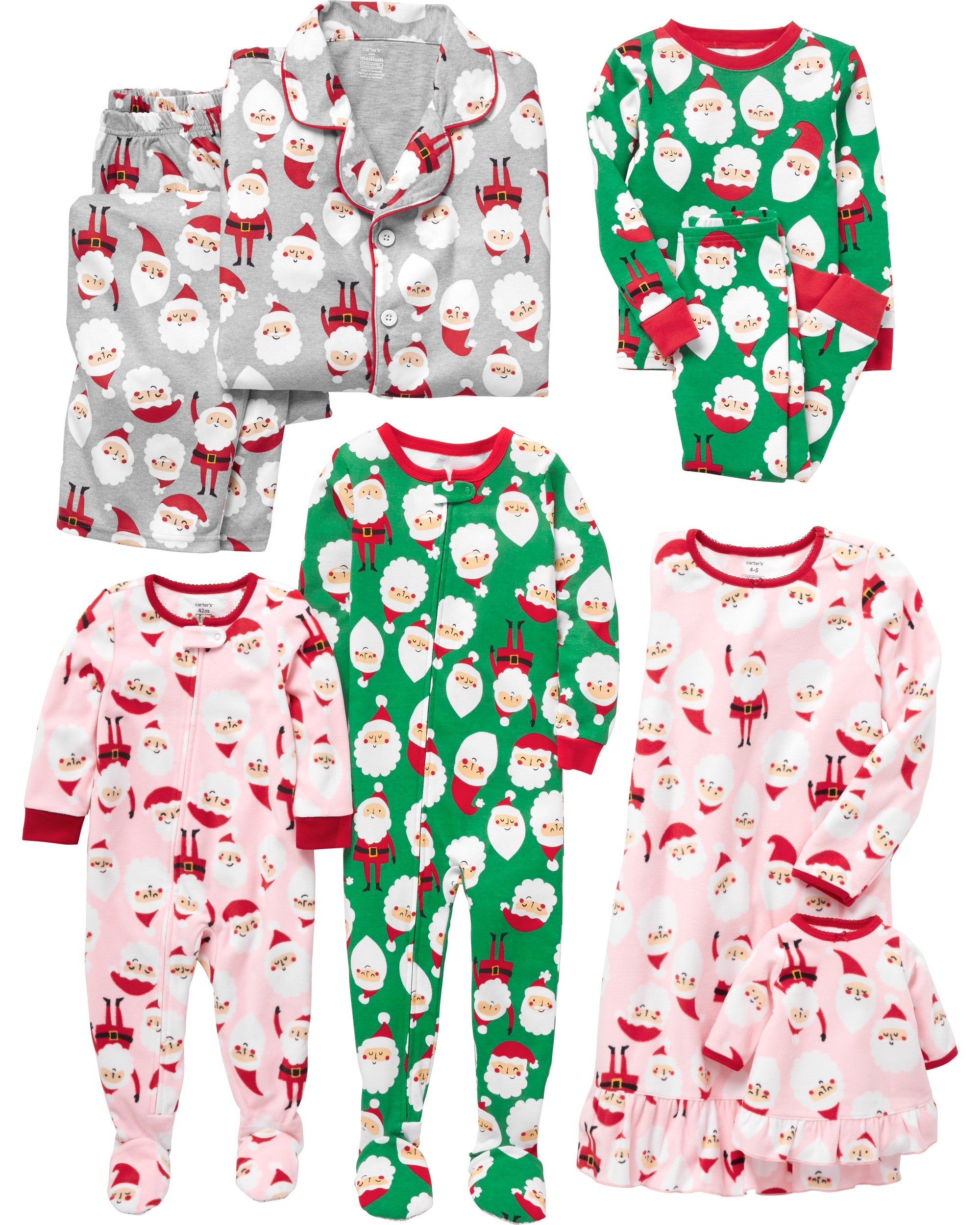 Carters Girls 12M-14 Santa Fleece Pajamas