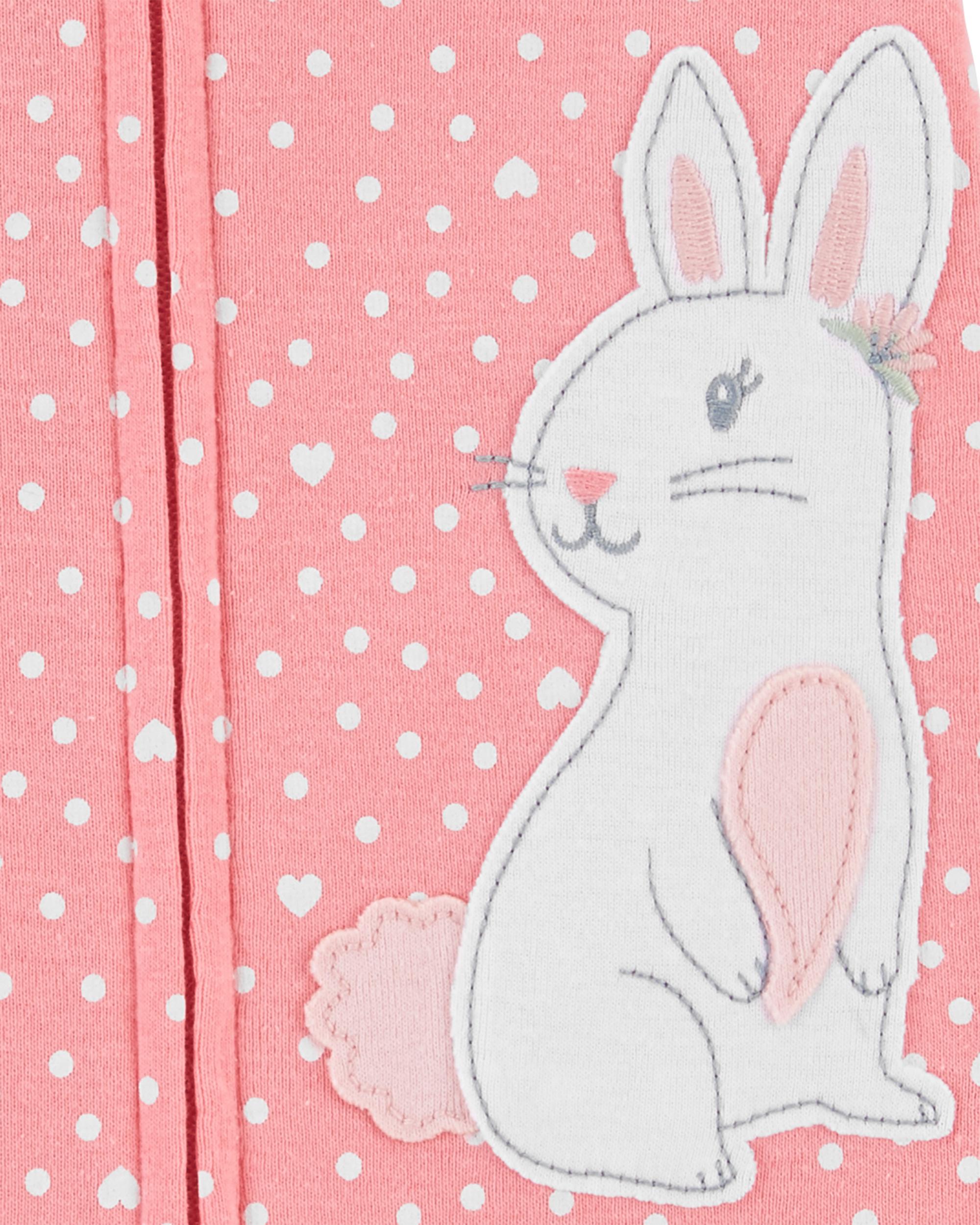 Pink Baby 1Piece Bunny 100 Snug Fit Cotton Romper PJs