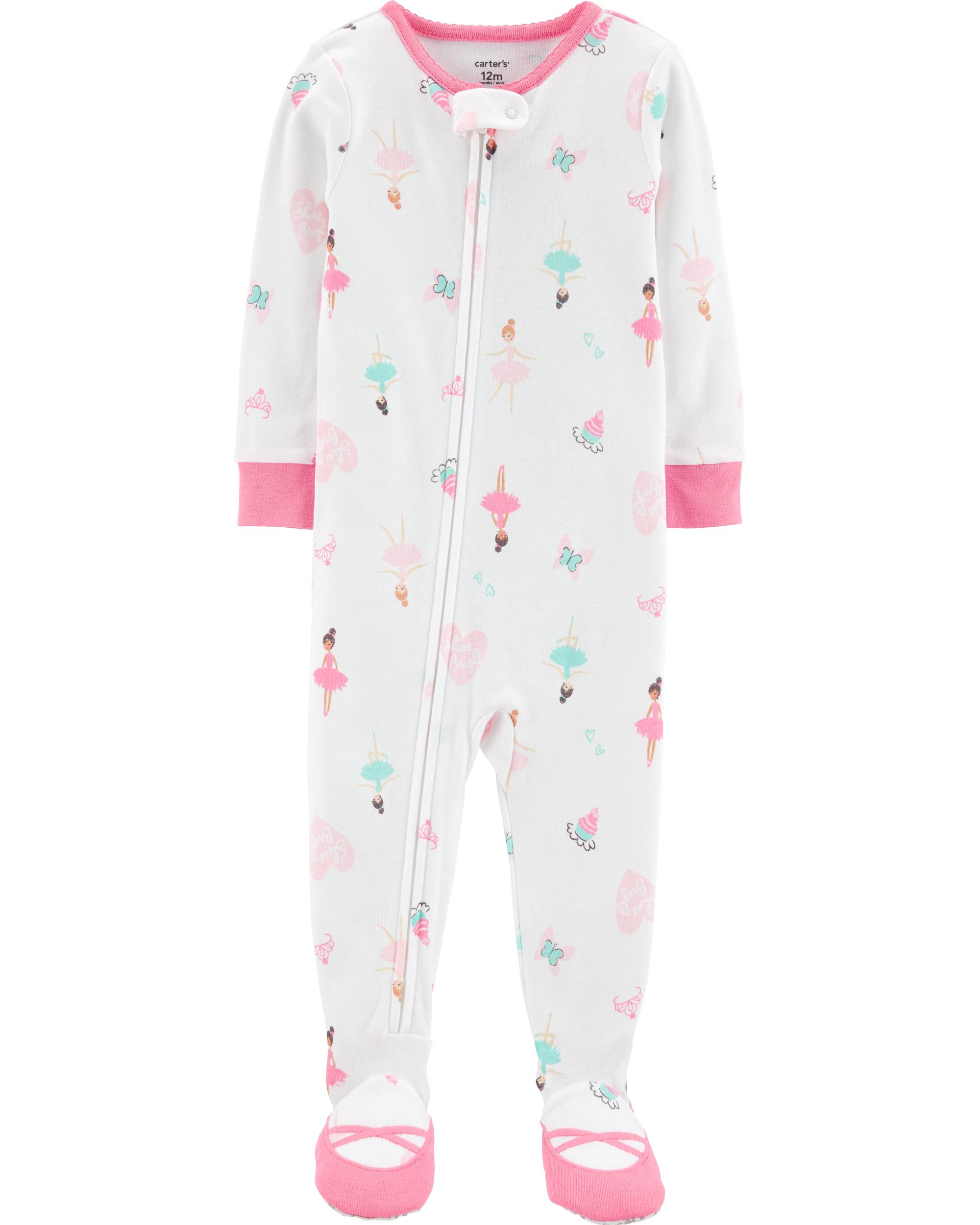 1 Piece Ballerina Snug Fit Cotton Footie PJs Carters