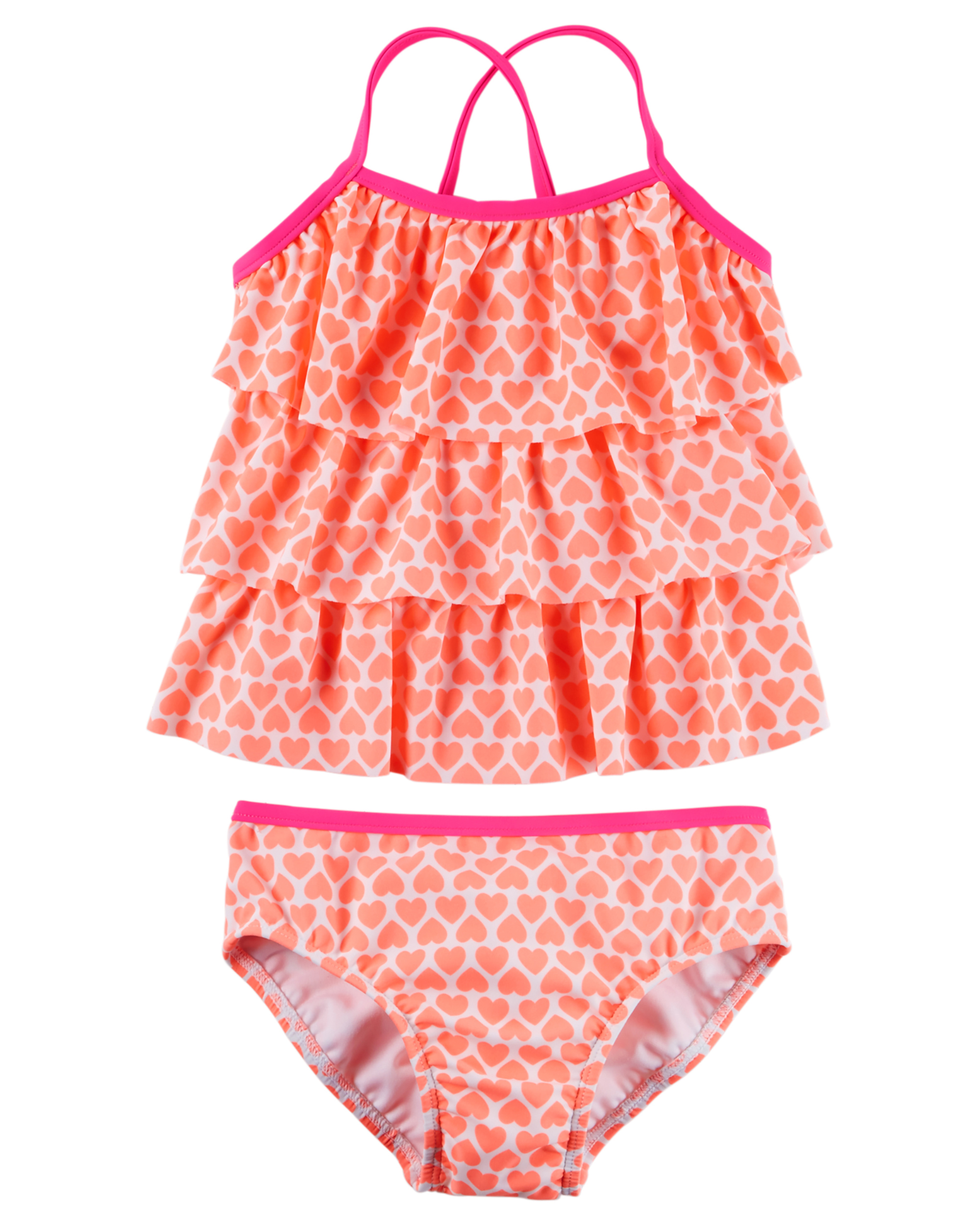 Carters Girls Two Piece Heart Ruffle Tankini