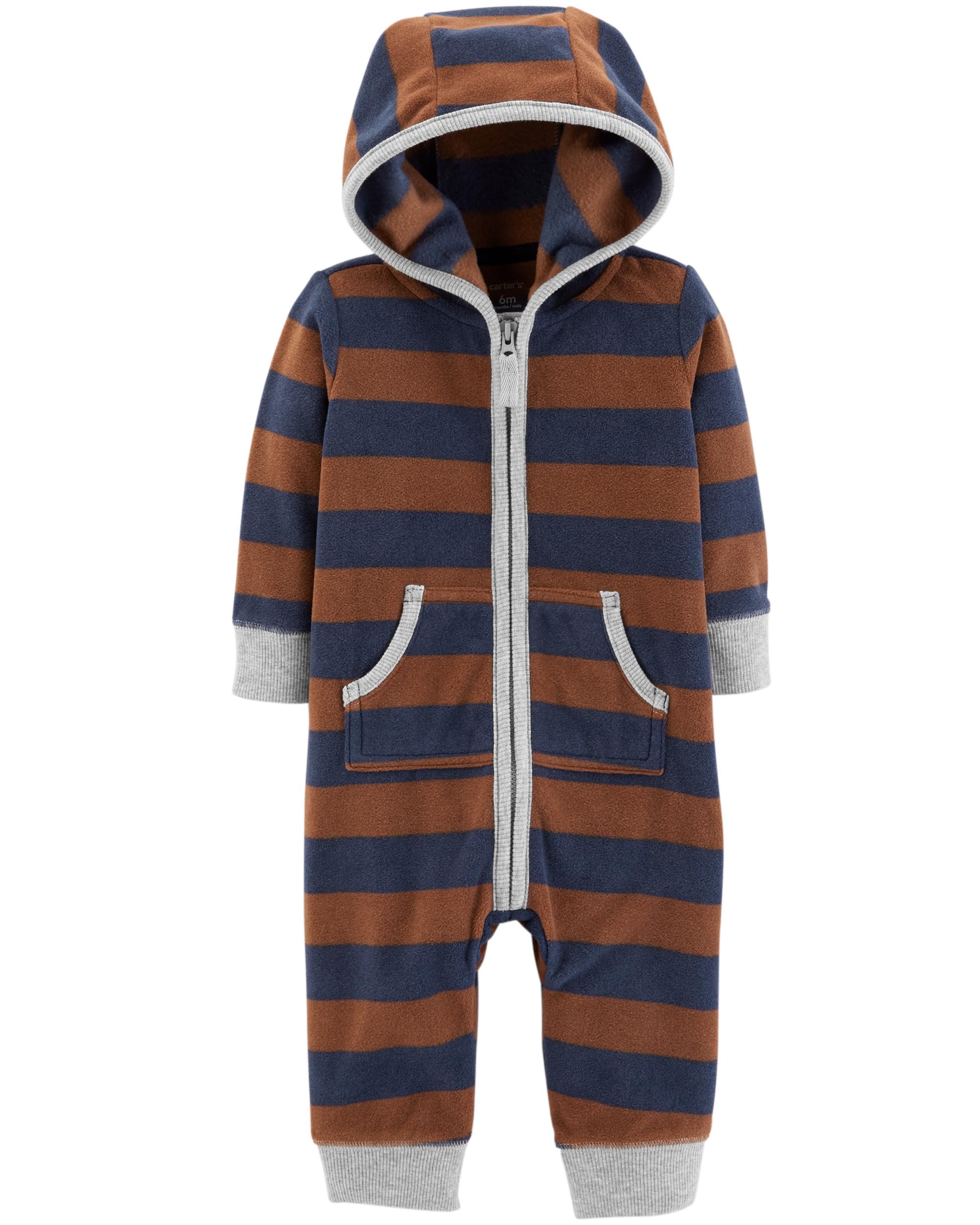 bear hooded fleece jumpsuit