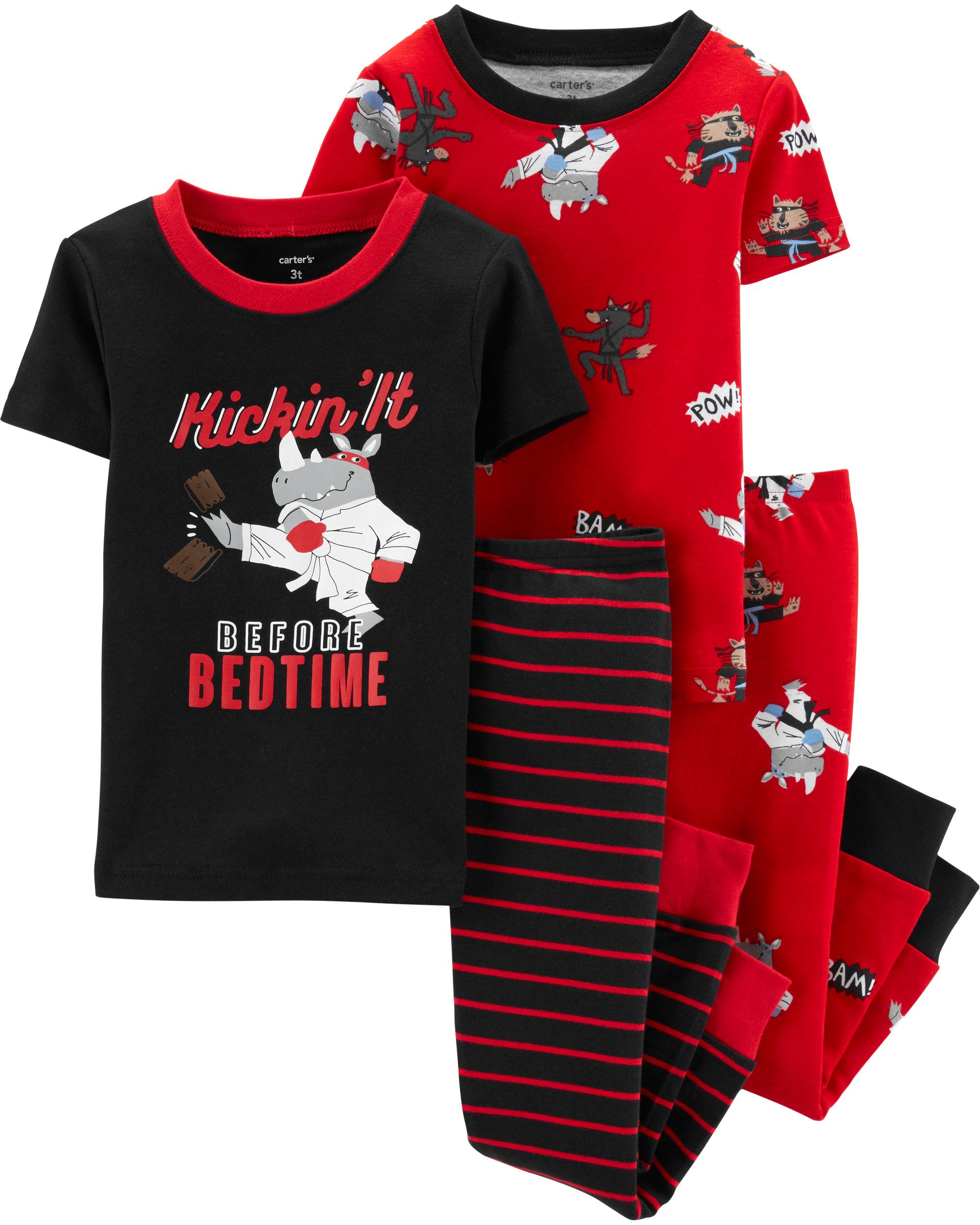 Baby Carters Baby Boys 4 Piece Slogan Tee PJ Set