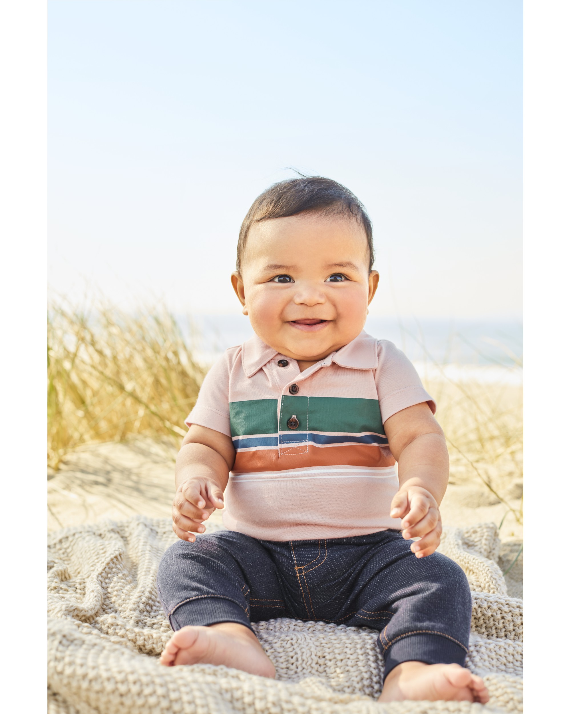 Pink/Blue Baby 2Piece Striped Bodysuit Pant Set