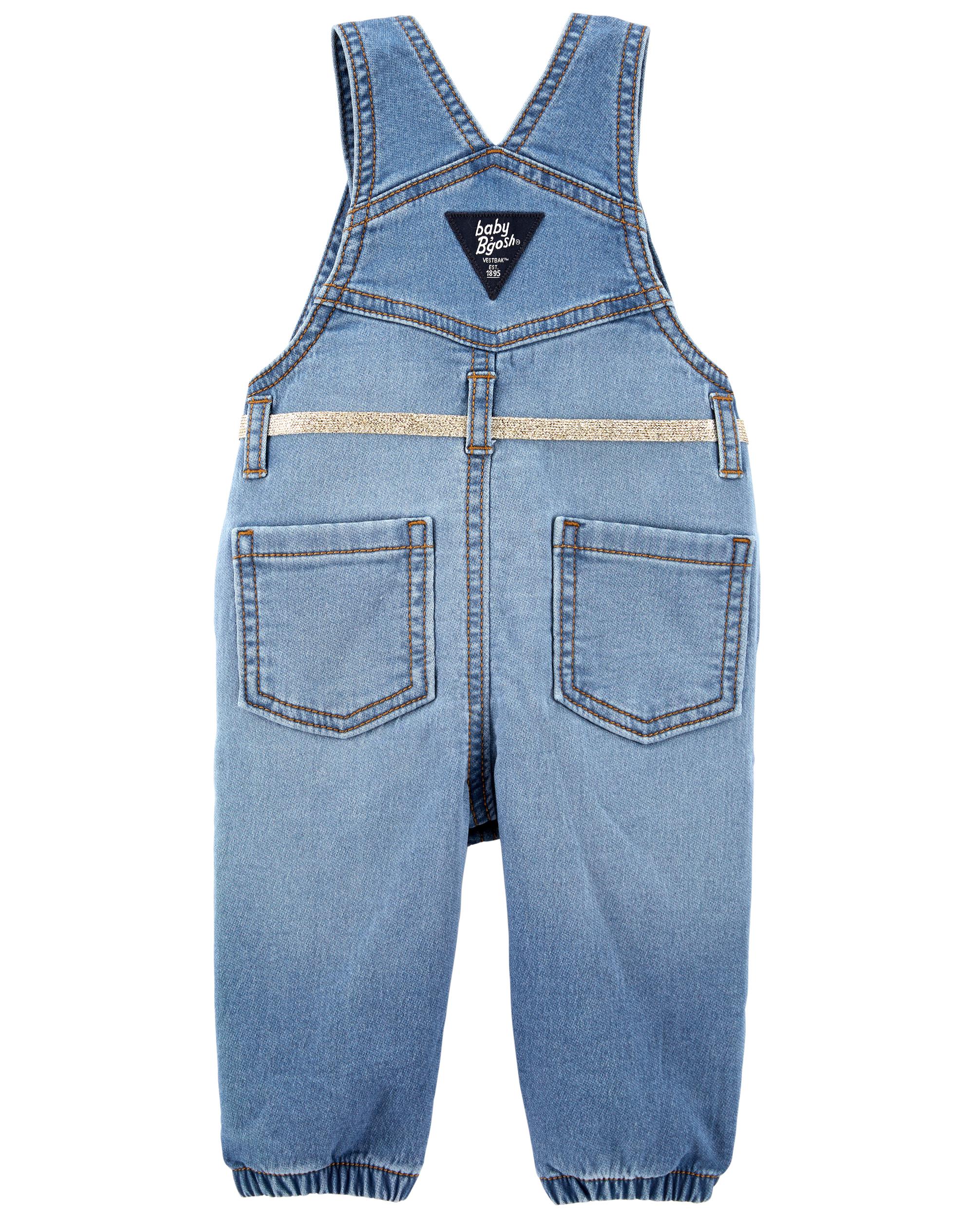 Stretchy Knit Denim Overalls
