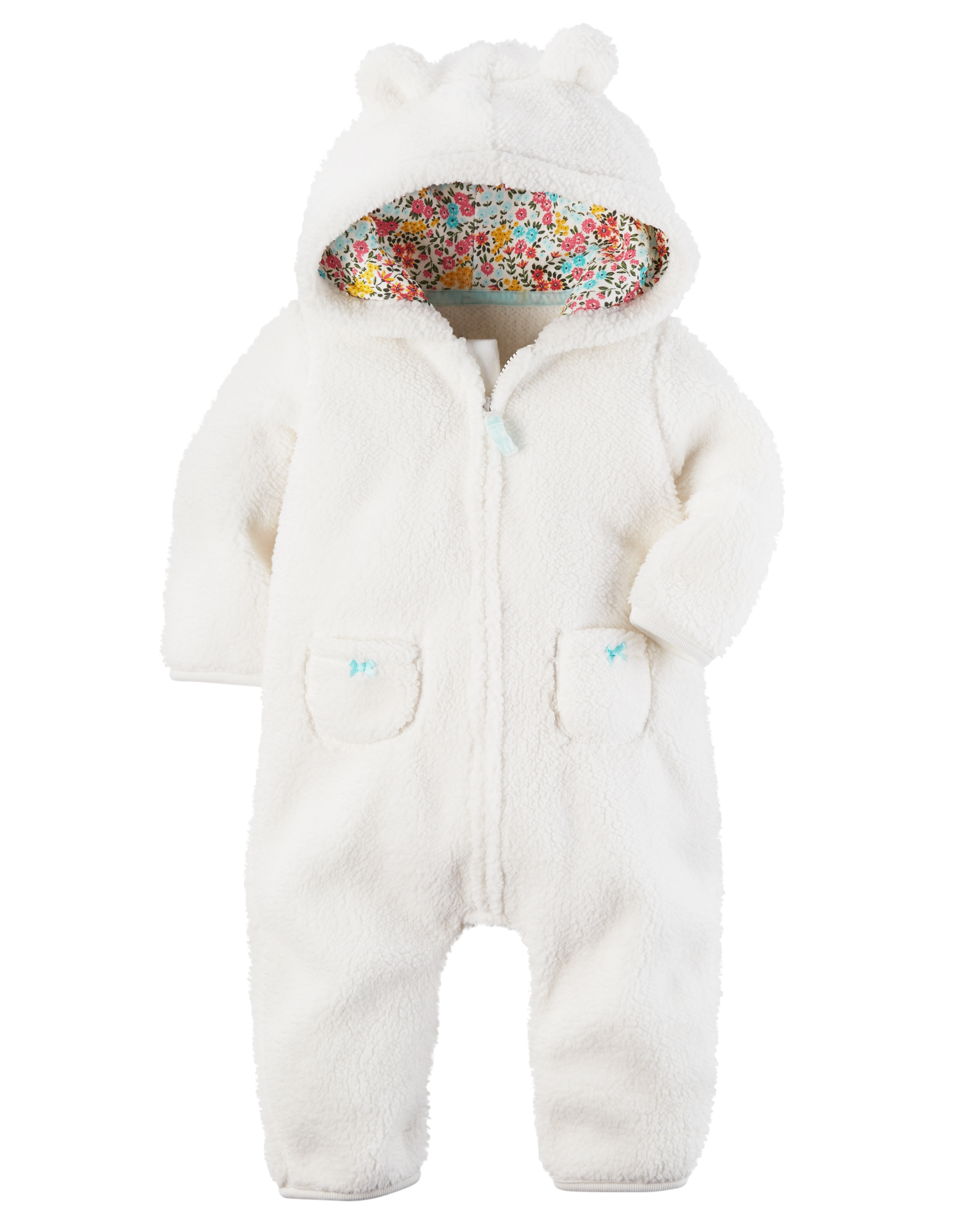 Carters Baby Girl's Jumpsuit  Lined Hood "CUTE" NB New 6M 9M or 12M 3M 