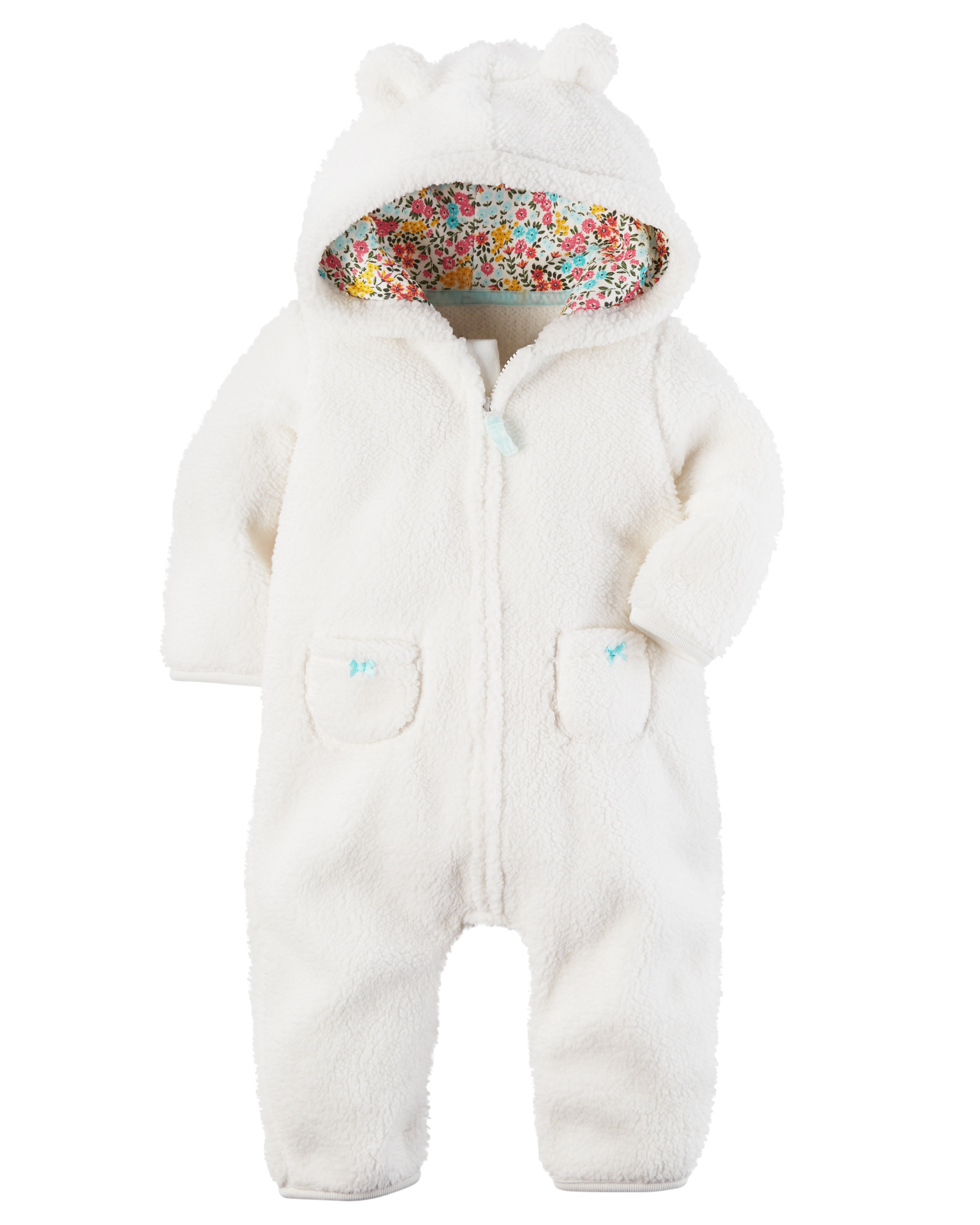hooded sherpa jumpsuit