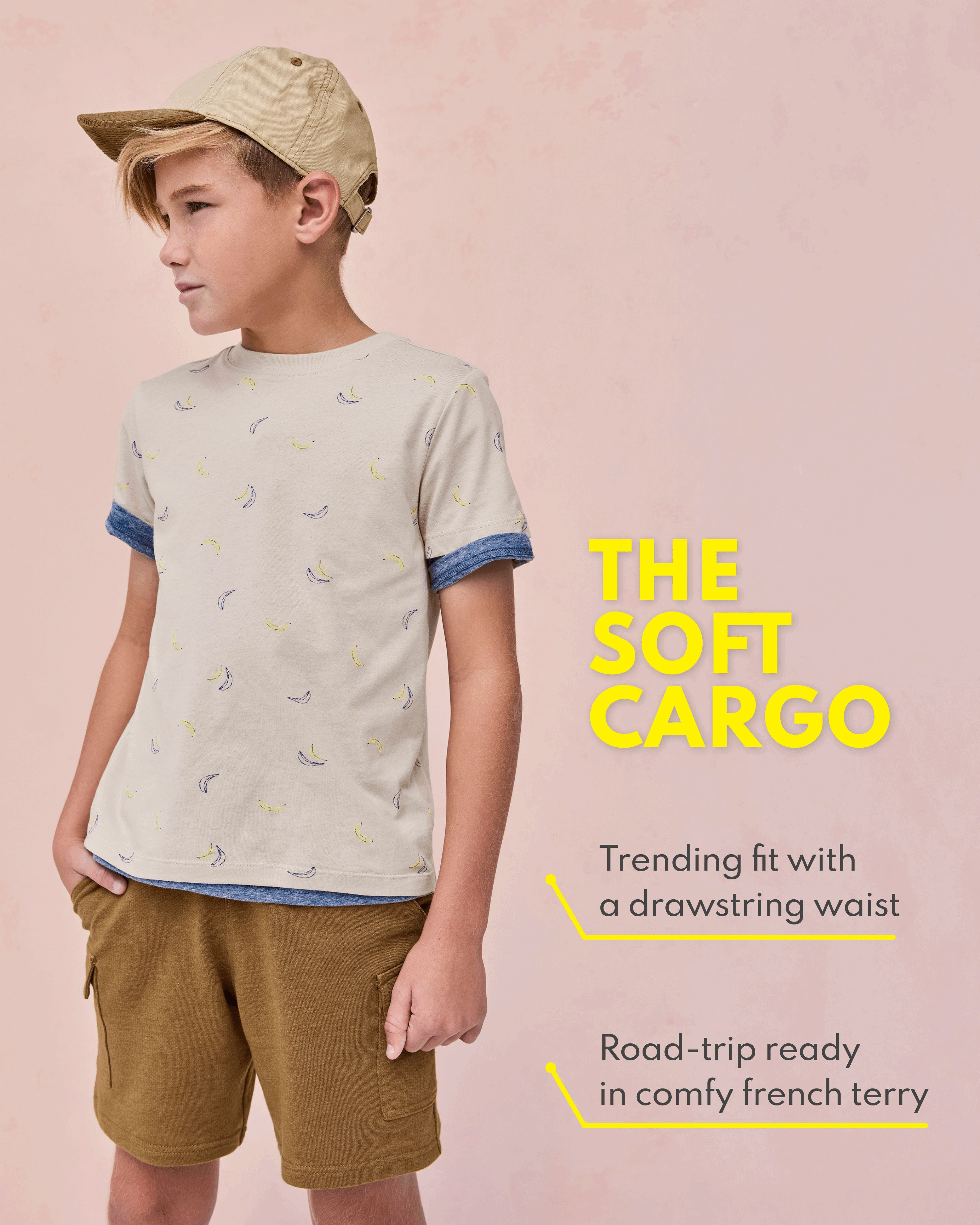 THE SOFT CARGO, Trending fit with a drawstring waist, Road-trip ready in comfy french terry
