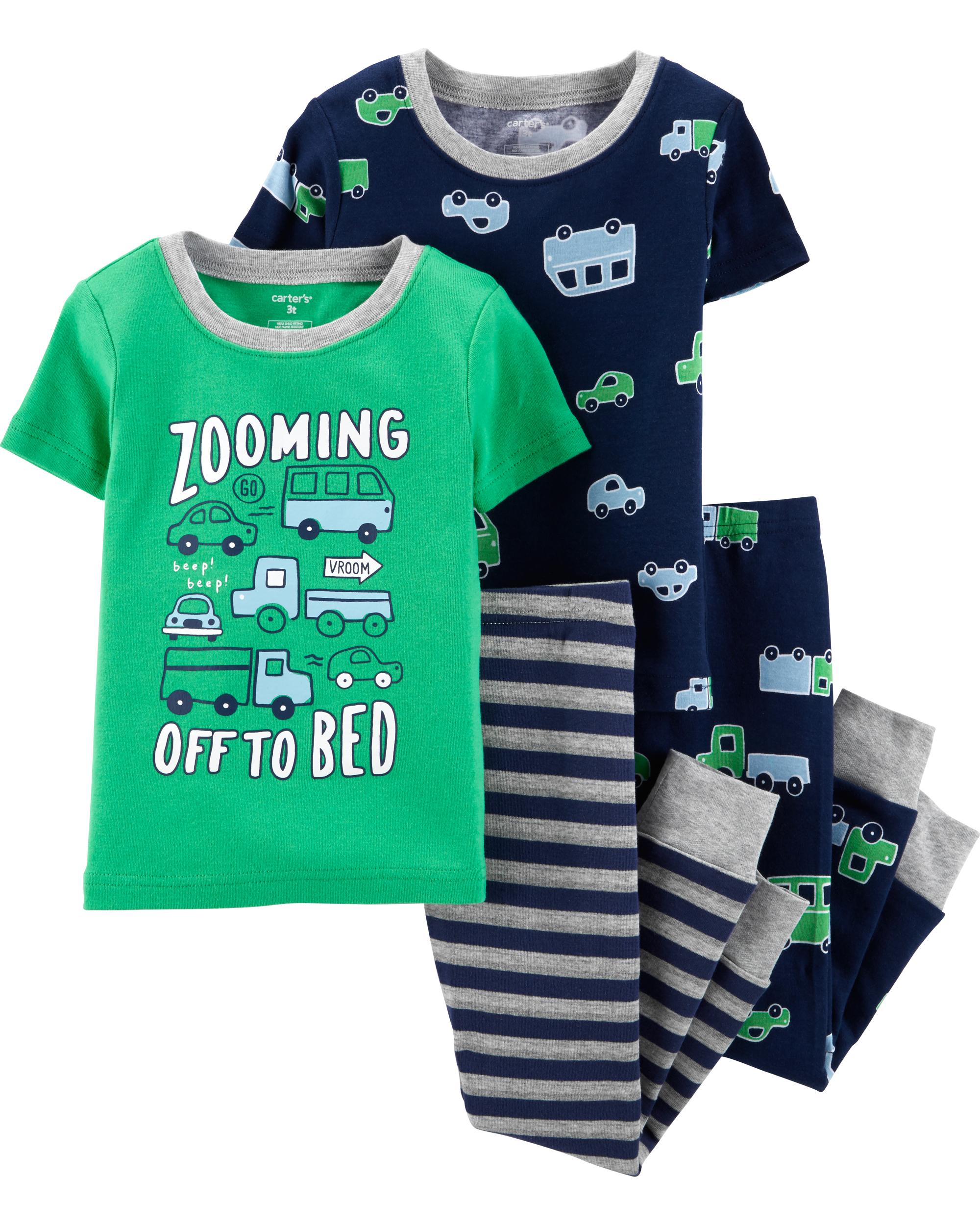 Baby Carters Baby Boys 4 Piece Slogan Tee PJ Set