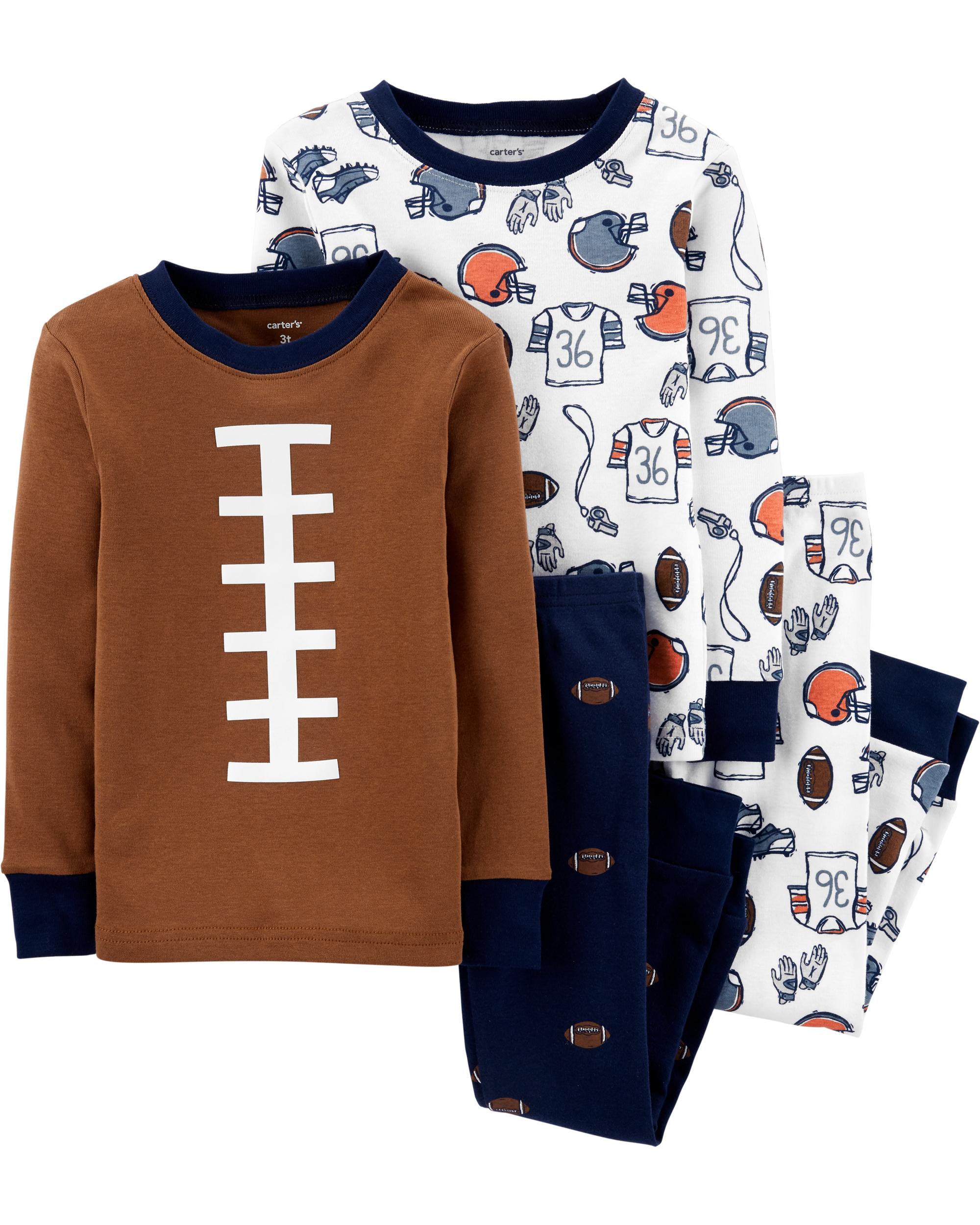 4Piece Football Snug Fit Cotton PJs