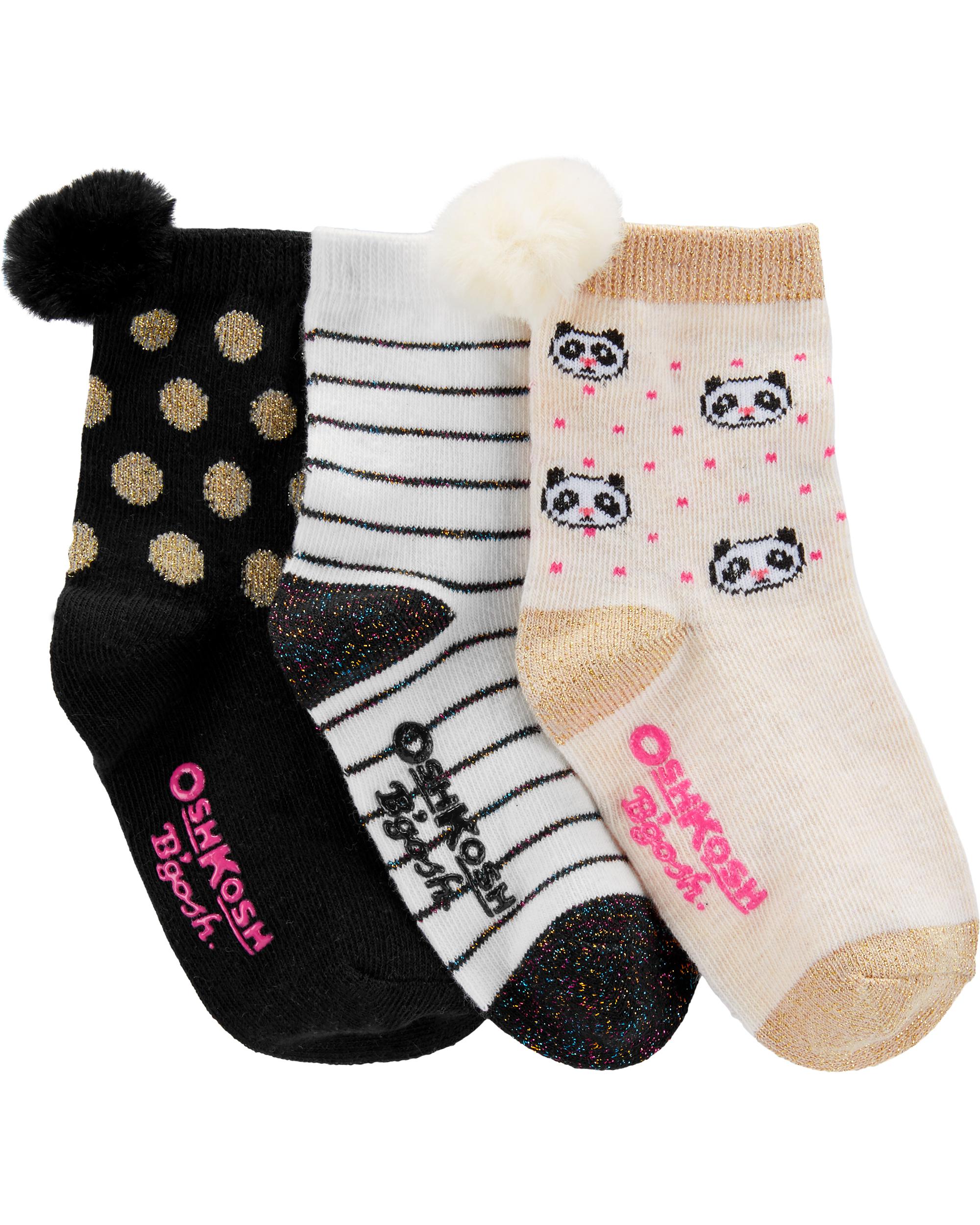 3Pack Pom Pom Crew Socks