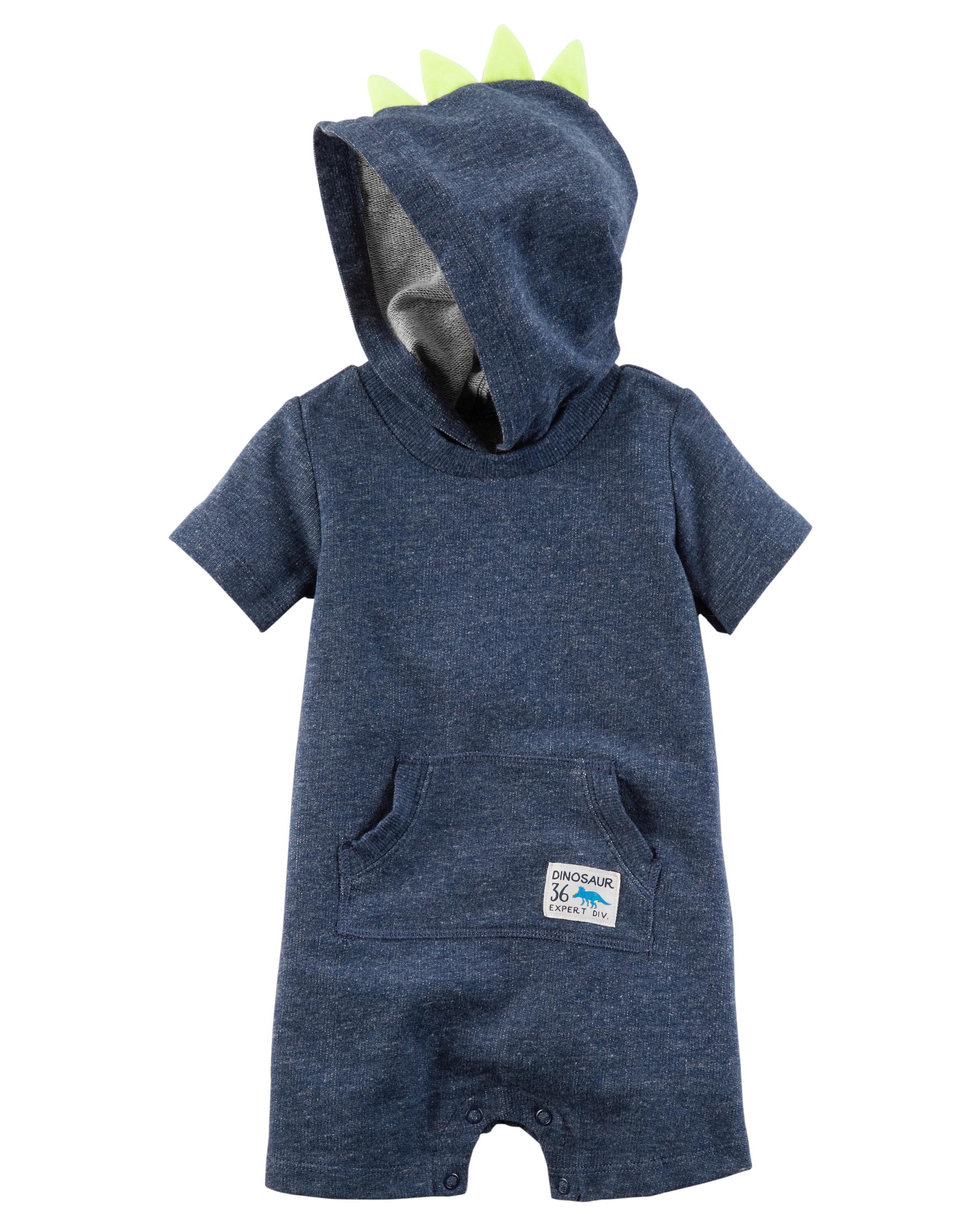 Choose Size Carters Baby Boys Dinosaur Spike Hooded Romper Jumpsuit