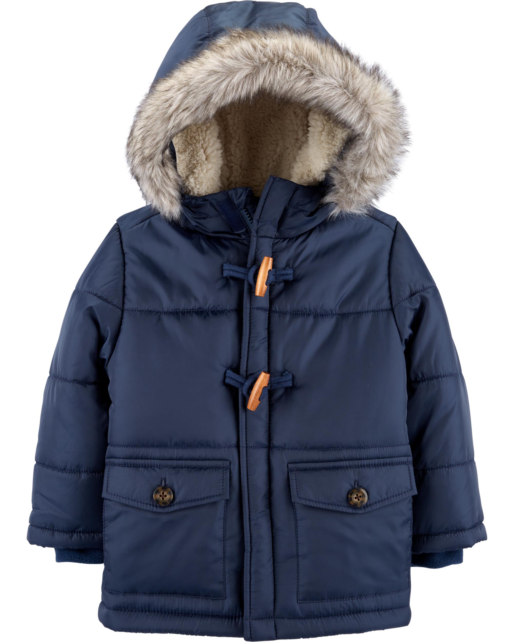 hooded toggle detail puffer