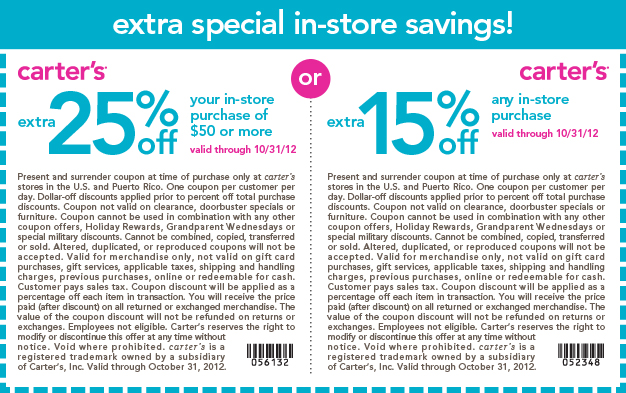 Www.carters.com coupon code